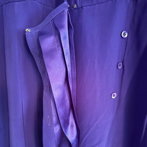 J. Peterman Royal Blue/Purple Silk Shirt Dress w Pleated Skirt, sz14, Never Worn - Picture 4 of 6